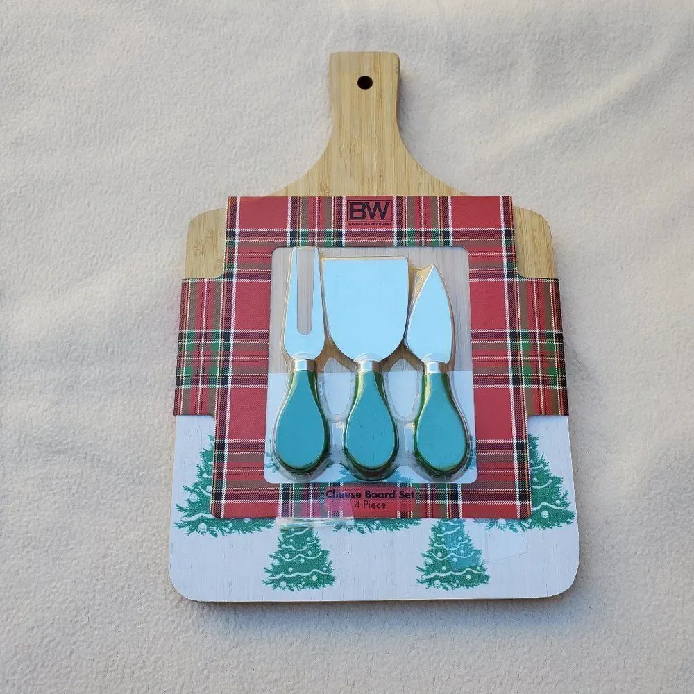Boston Warehouse Bamboo Wood Cheese Board Set - 4 Pieces