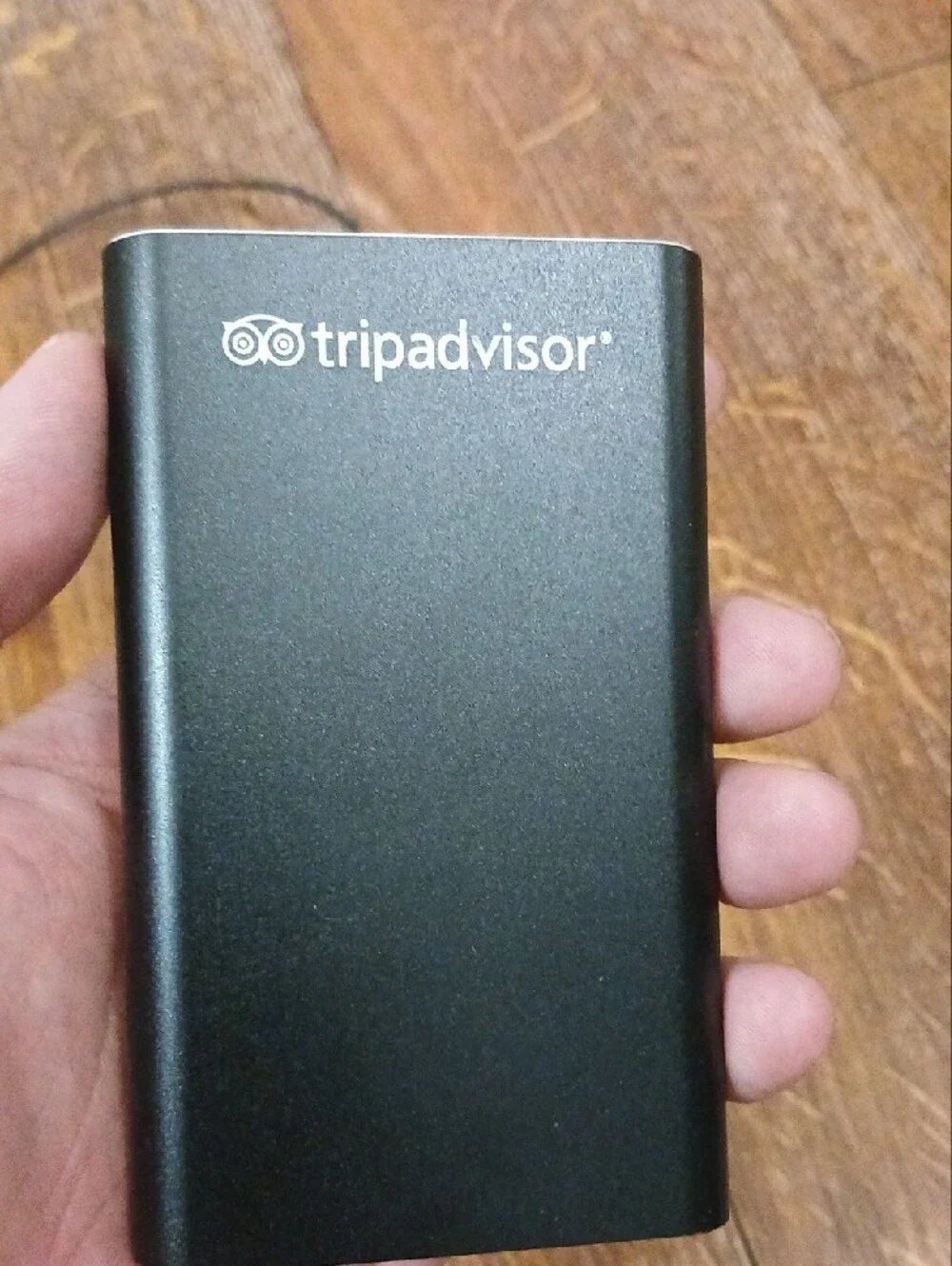 Tripadvisor Black Portable Charger Power Bank with USB Cable