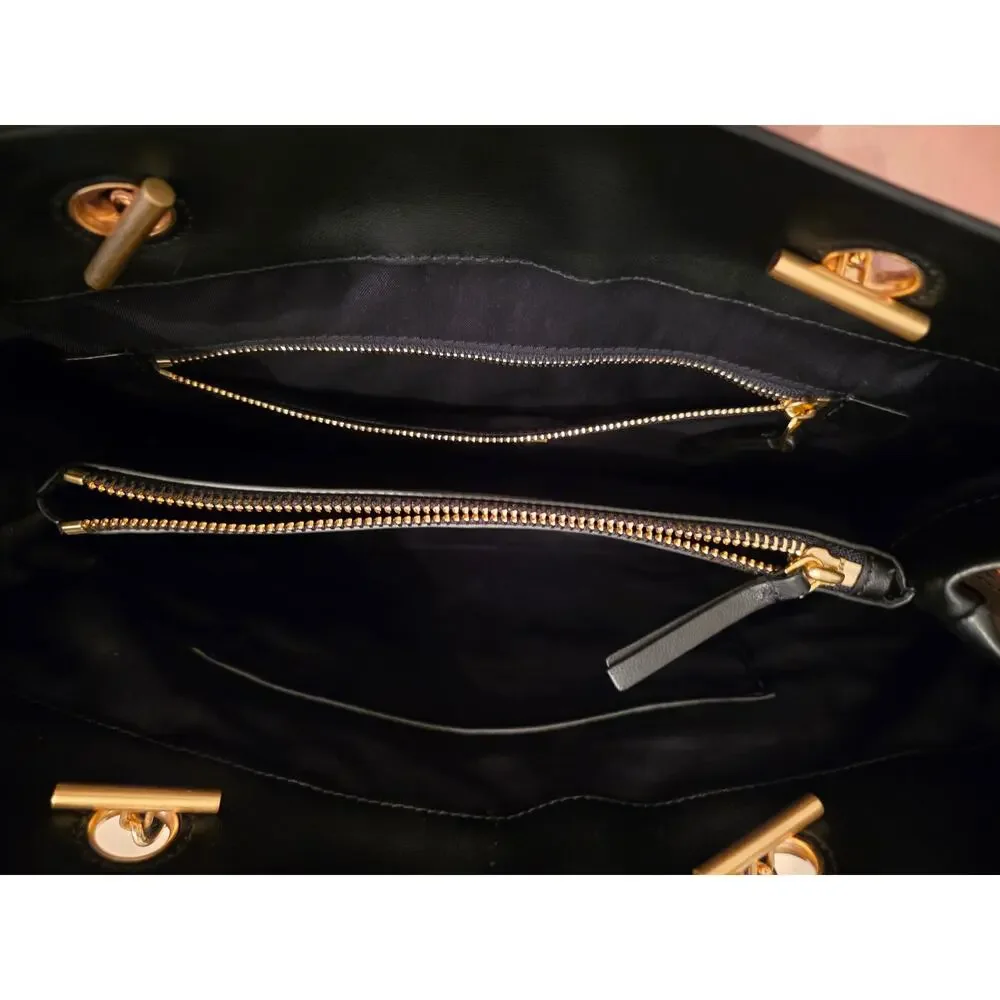 Tory Burch- Fleming Tripe Compartment Tote