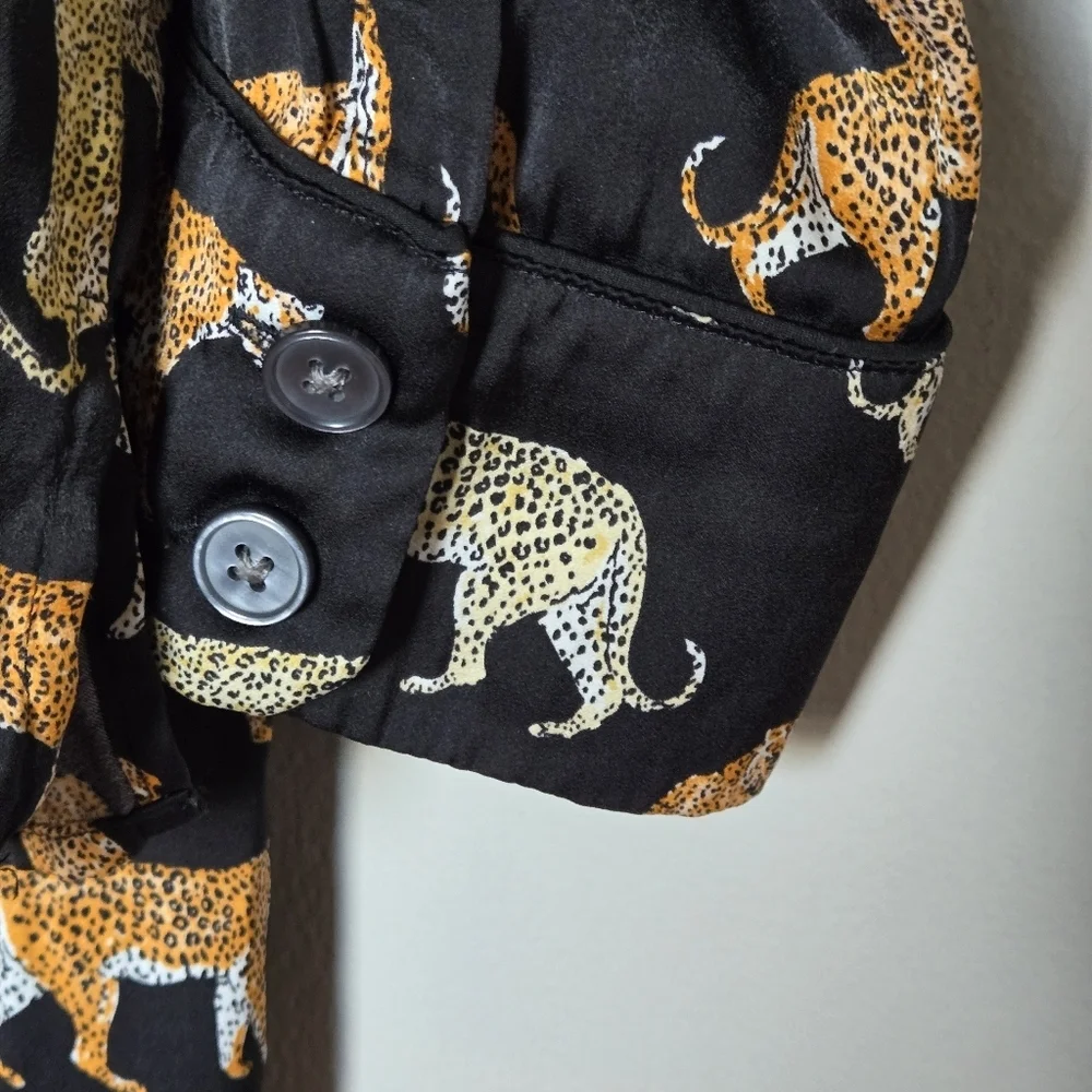 Banana Republic Satin Pajama Set with Safari Animal Print Size M