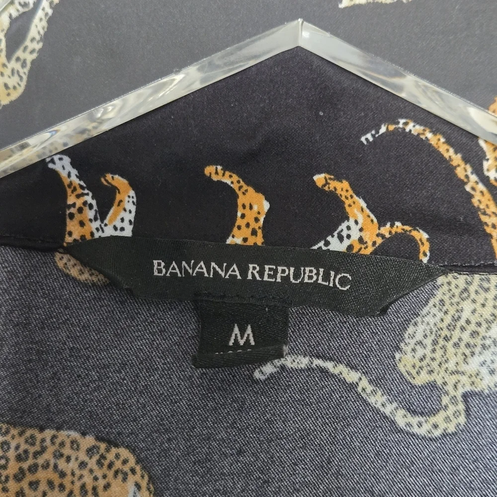 Banana Republic Satin Pajama Set with Safari Animal Print Size M