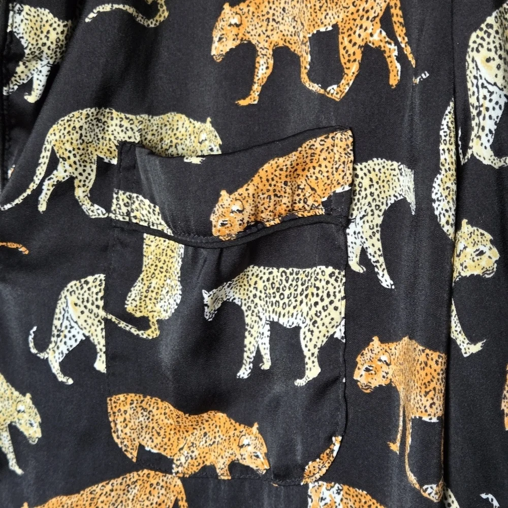 Banana Republic Satin Pajama Set with Safari Animal Print Size M
