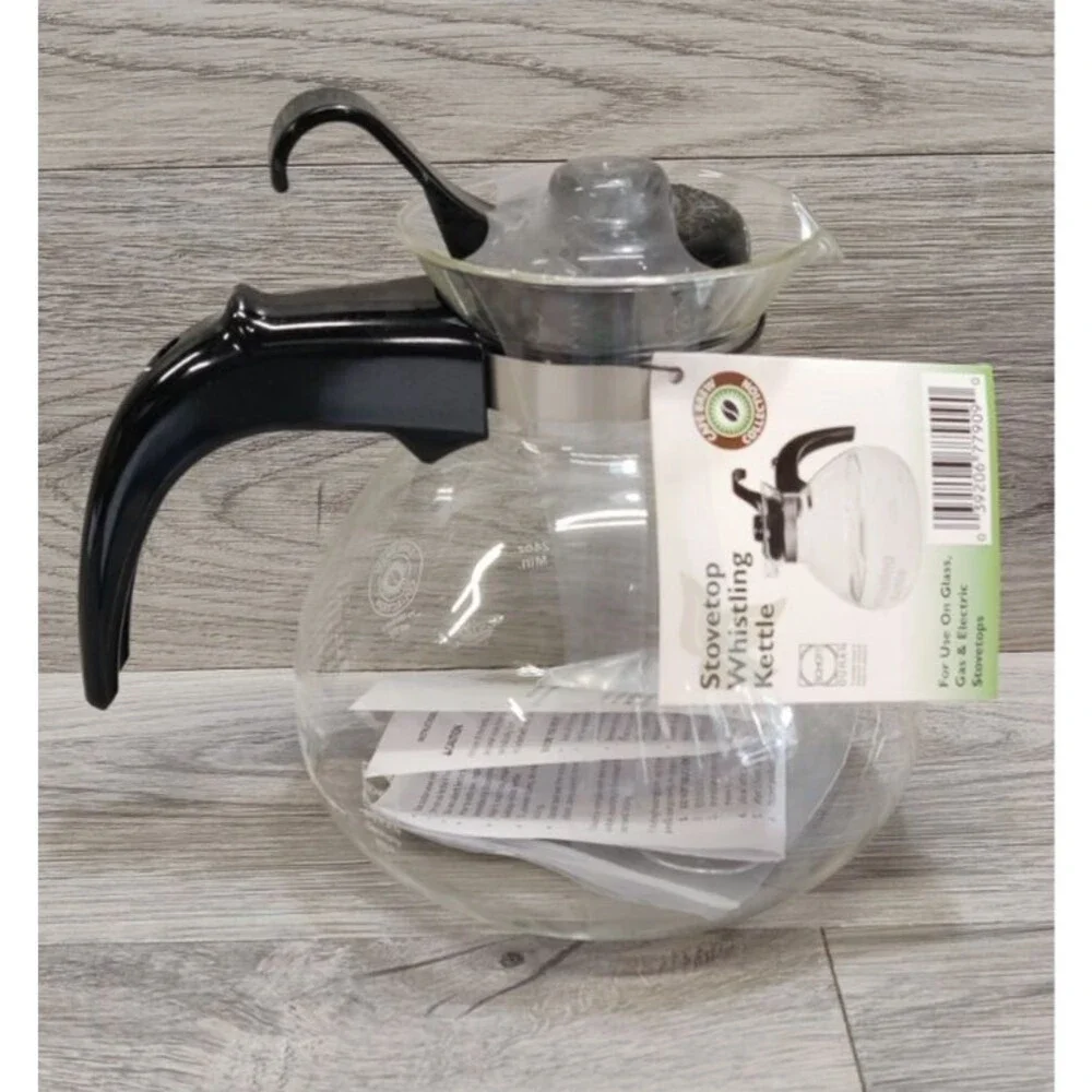 Cafe Brew Collection Glass Stovetop Whistling Kettle Schott Duran Germany New