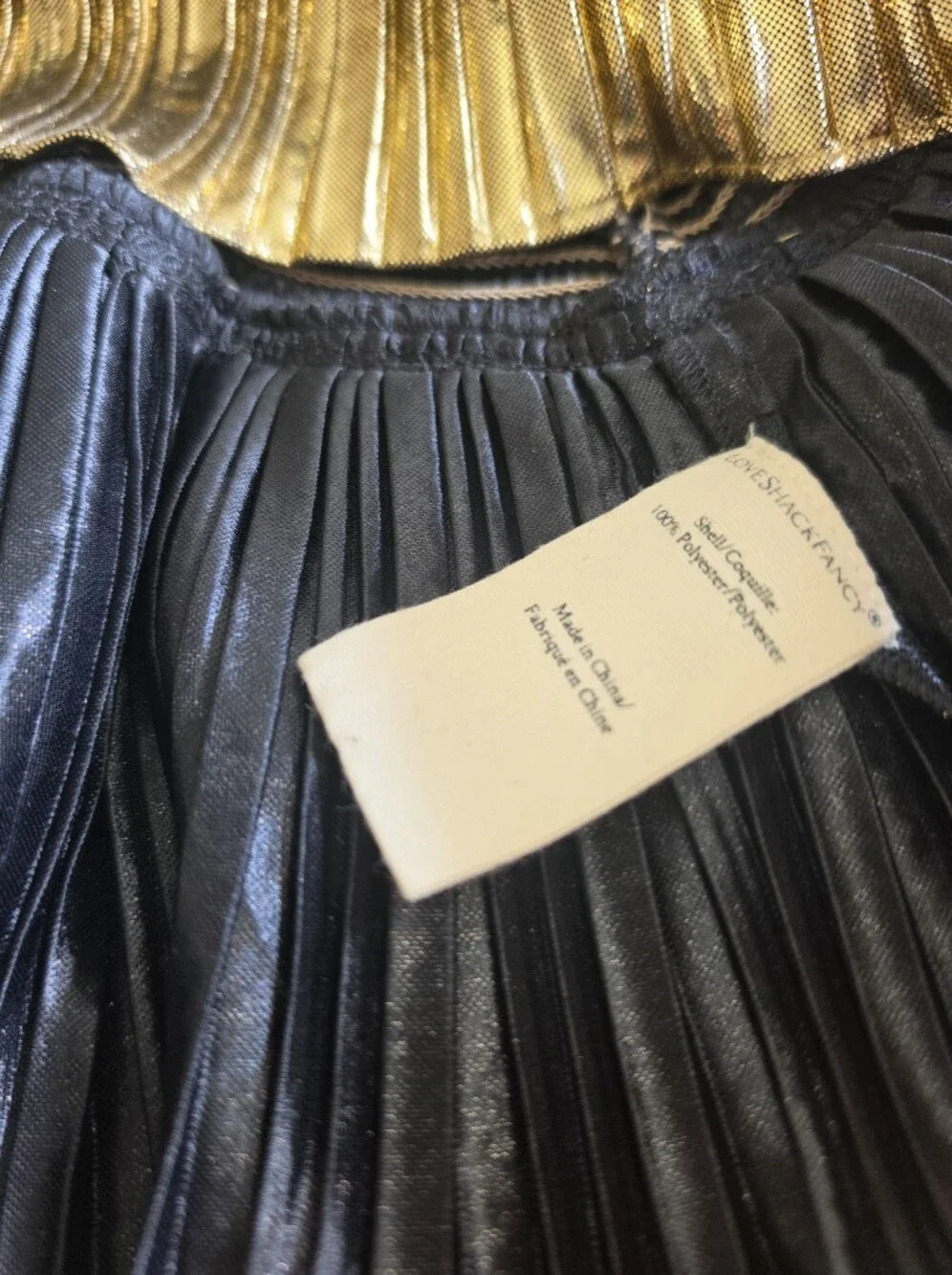 LoveShackFancy Missy Shine Crop Top & Nolita Skirt Set Metallic Gold Sz M