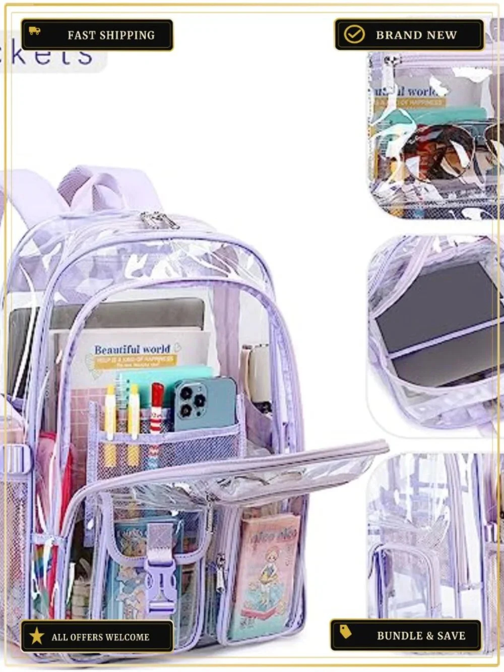 N/A clear backpack