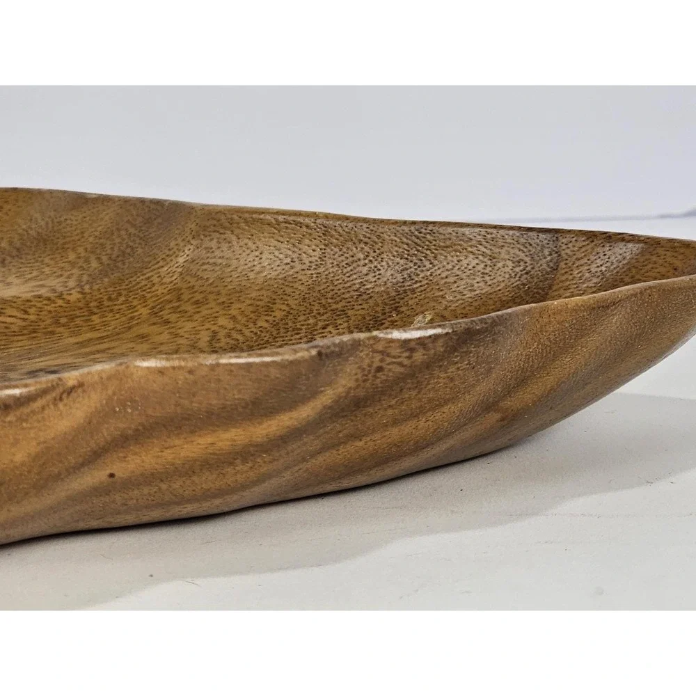 Monkey Pod Wood Bowl 13.5 Inch Scalloped Orobilt Serving Dish