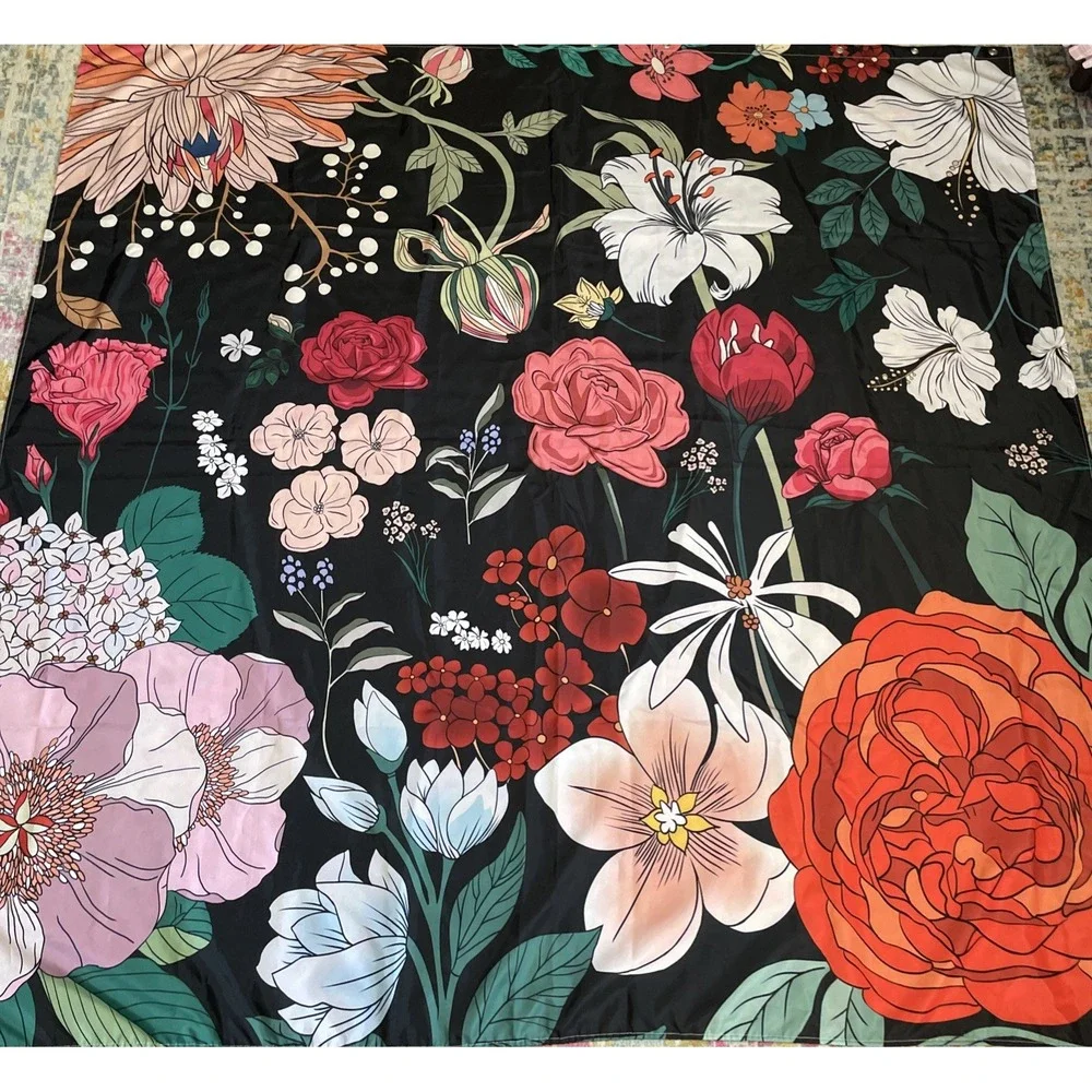 Vintage Boho Shower Curtain Retro Floral 70