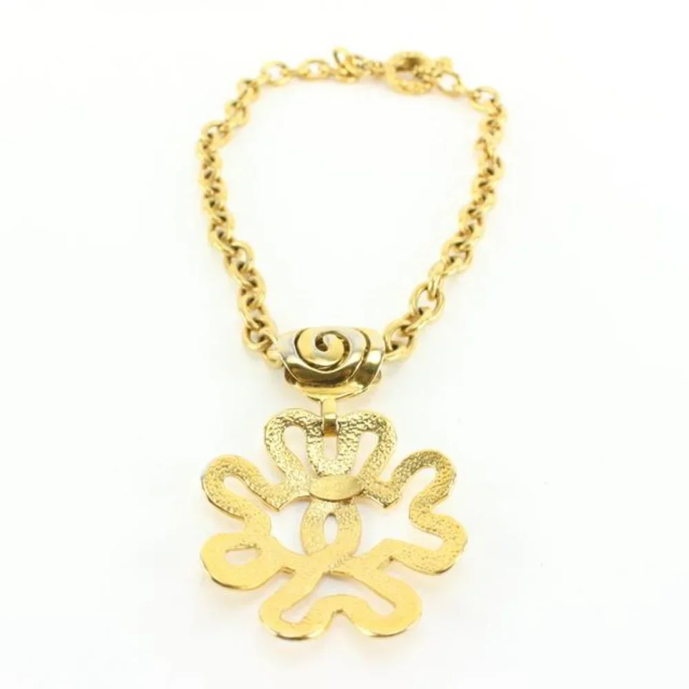 Chanel 95p 24k Gold Plated Jumbo CC Logo Clover Chain Necklace 35cc721s