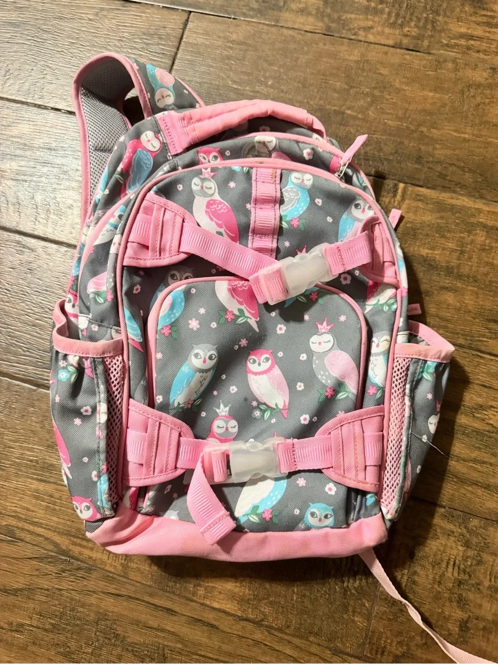 Pottery Barn Kids Pink and Gray Owl Backpack