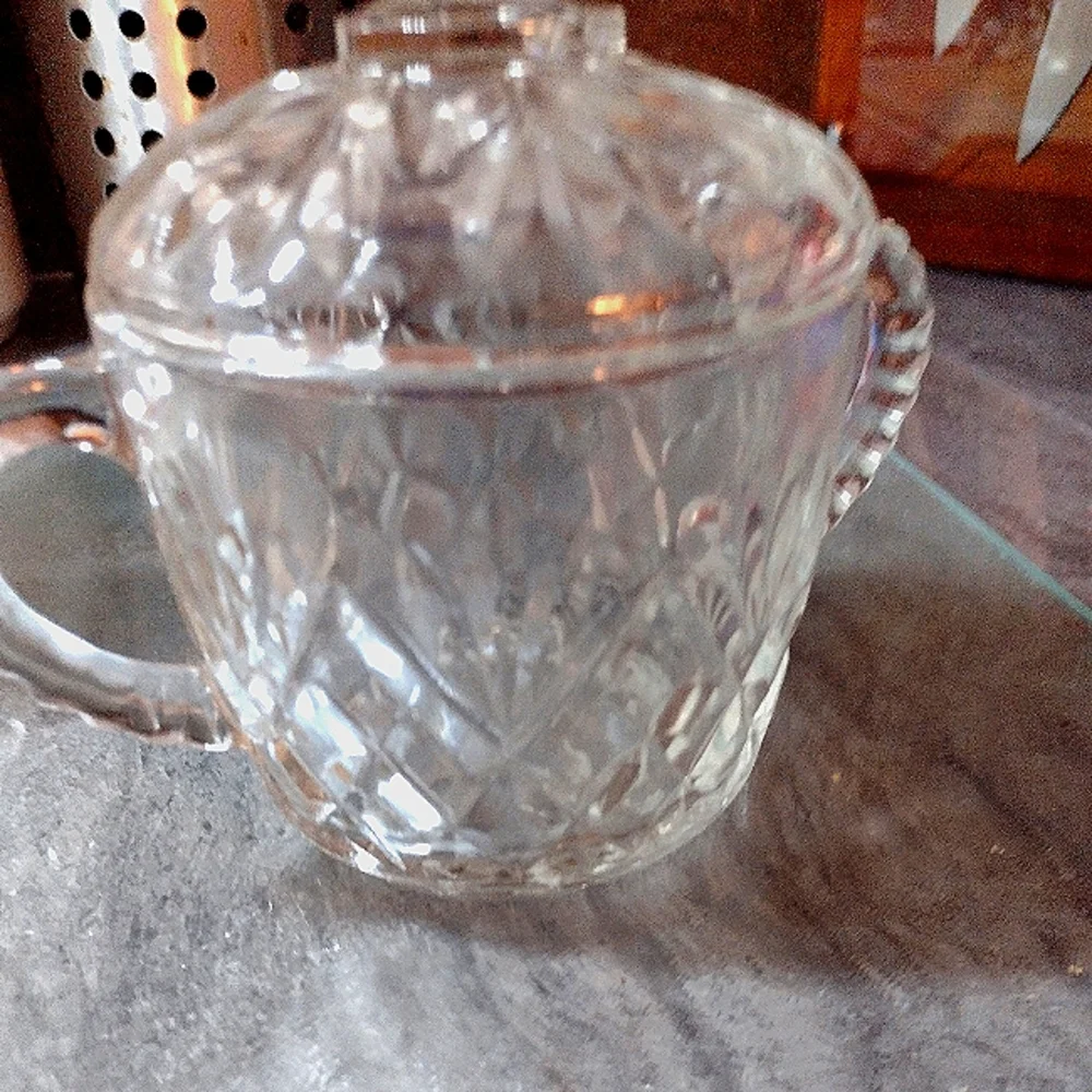 Vintage 60s Pineapple Prescut Sugar Bowl with lid, EUC