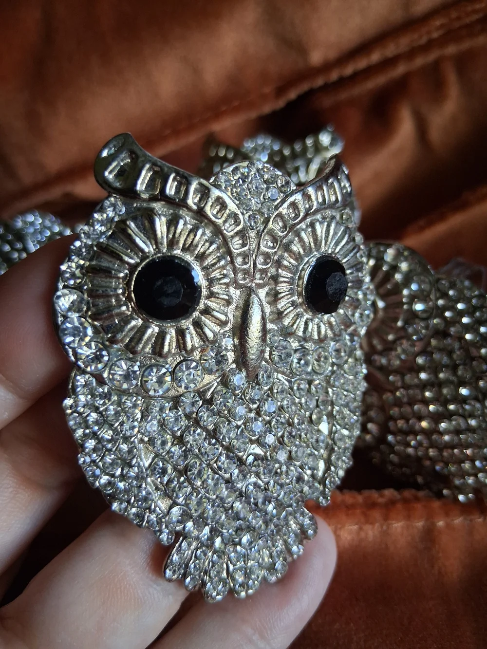 Tahari Home Owl Rhinestone Napkin Rings Set 4 Silver Tine Sparkle Table Decor