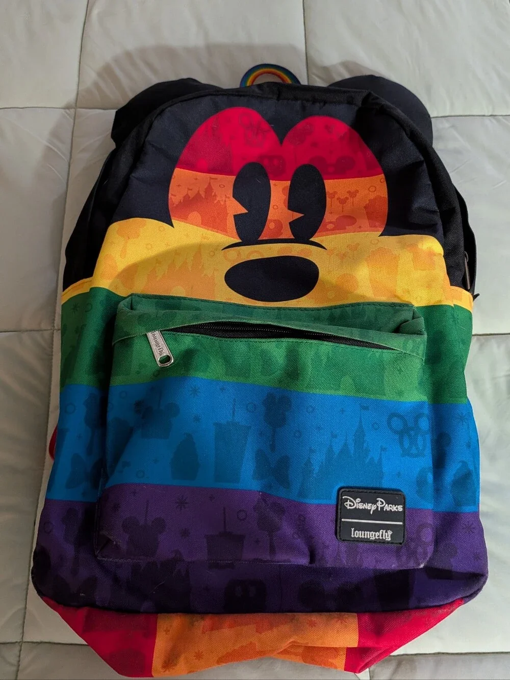 Loungefly Rainbow Mickey Face Backpack in Multicolor Stripes