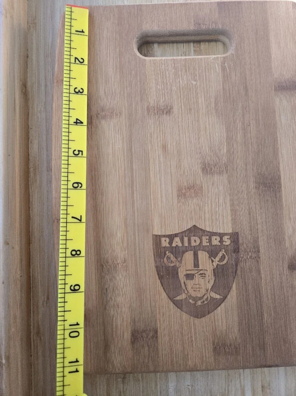 Engraved Oak Wood Cutting Cuttery Board with Raiders Logo