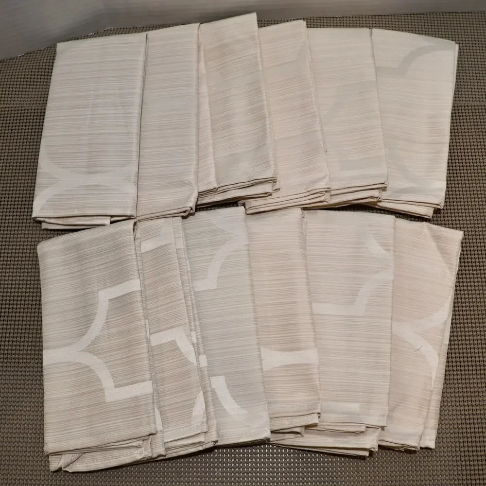 Liquid Repellent Napkins Set of 12 Ivory Geometric 16x16