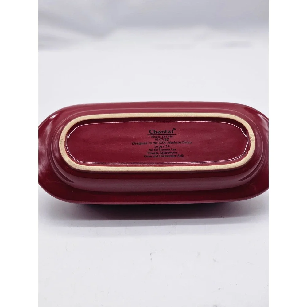 Chantal Butter Dish Unisex  Burgundy Good Stoneware Crazed 93-TVBD