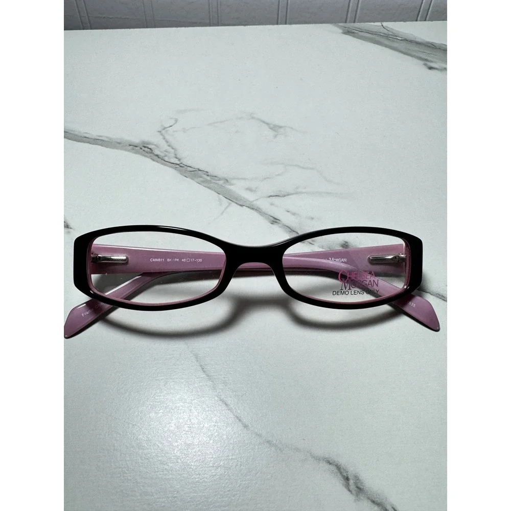 Chelsea Morgan CMM811 BK/PK Black Pink Polka Dot Rhinestone Frames 48-17-130