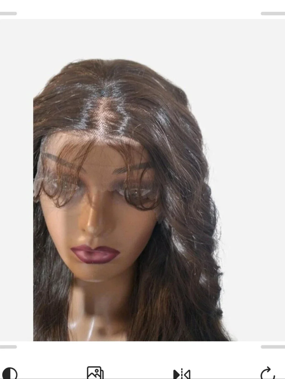 Dark Brown Long Wavy Lace Front Wig - Natural Shine Human Hair Blend Lace Front