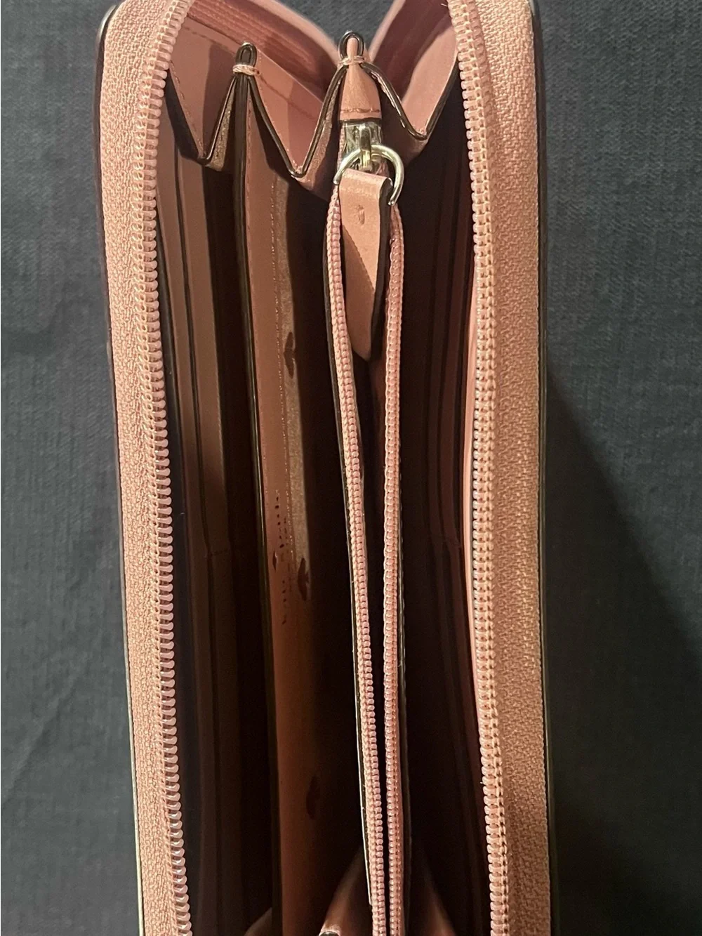 kate spade Rose Pink and Glitter Zip-Around Wallet