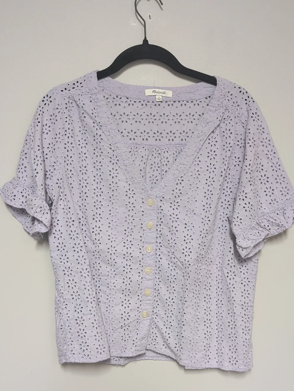Madewell Lavender Eyelet Button-Front Blouse