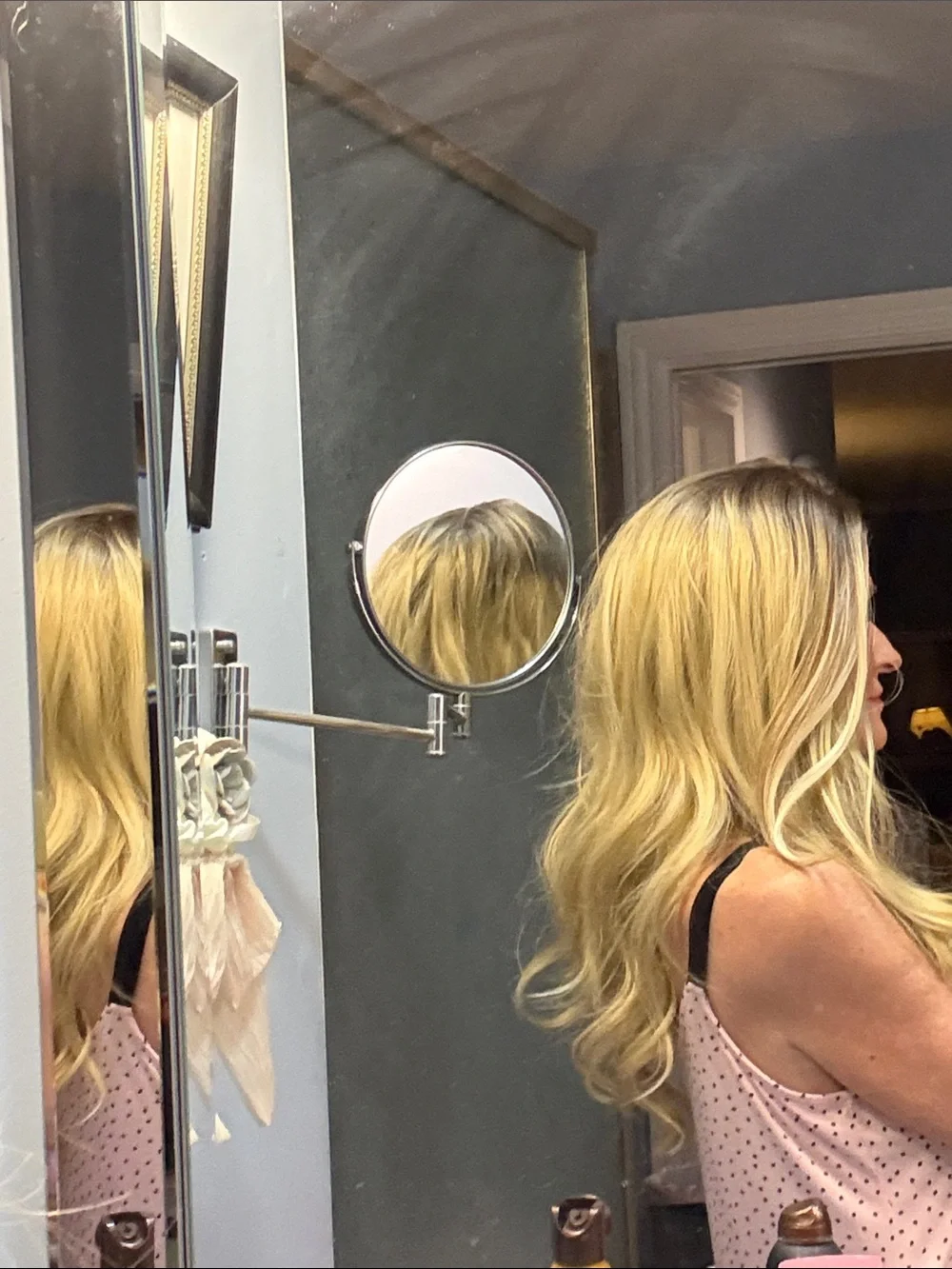 Blonde  lace front Long Layered Women’s Wig - Natural Blonde. Worn for pics only