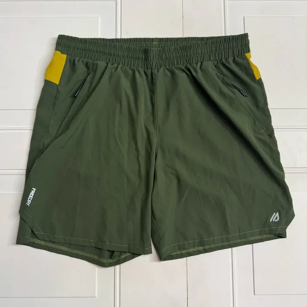 Eddie Bauer Men's Size Large Green‎ Yellow Freedry Swim Trunk Shorts