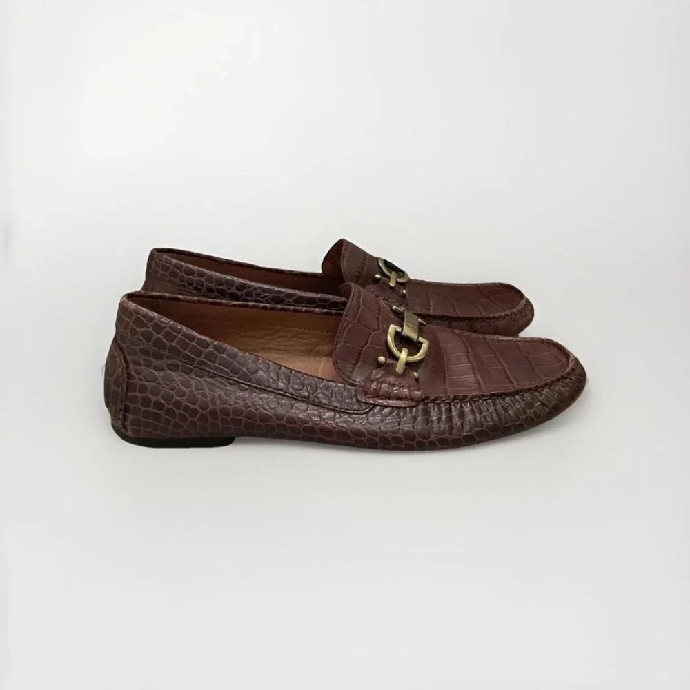 Donald Pliner-Men Dacio 2-Leather Slip-On Loafers-brown Caiman  11.5 M-VERY NICE