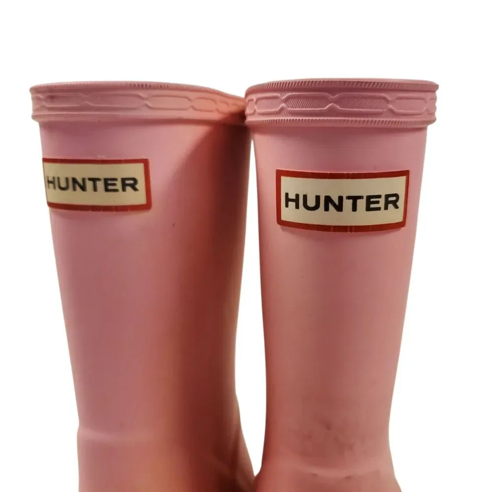HUNTER Boots KIDS Girls Size UK 8 US 10 Pink Rain Rubber Pull On Waterproof