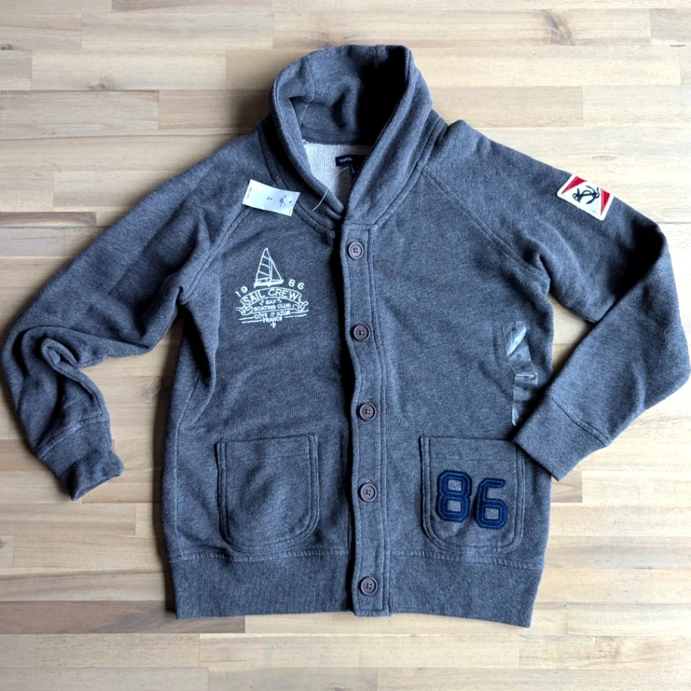 GAP Kid's Sweatshirt Patch‎ Cardigan NWT