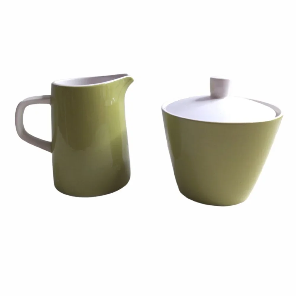 Vintage Mid Century Mikasa Green Cera Stone Creamer & Sugar Bowl 3996‎ Japan