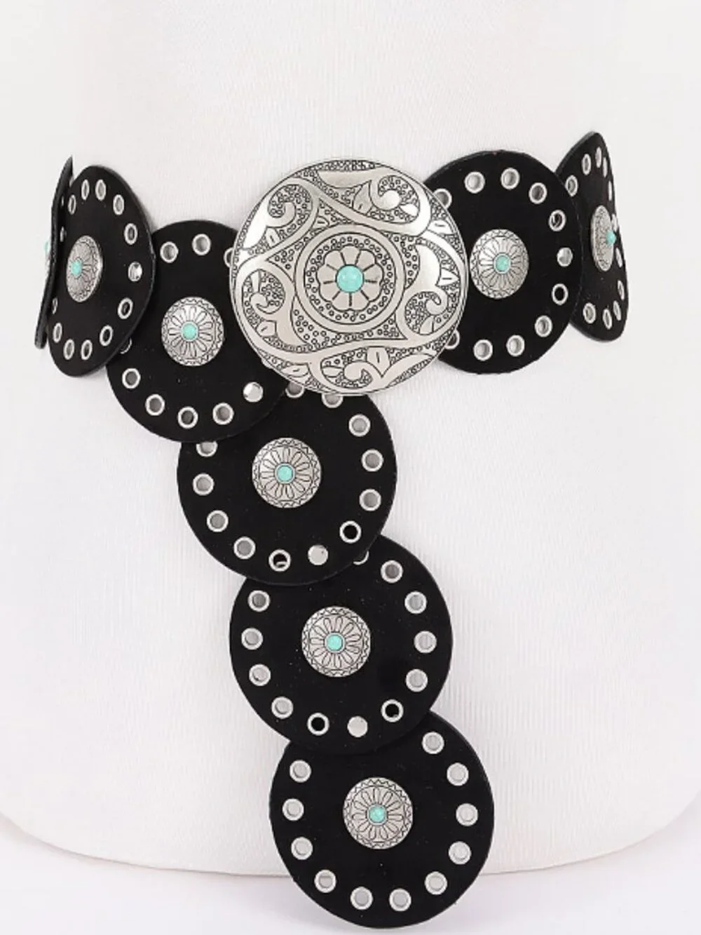 BNWT Rivets Faux Suede Statement Western Disk Boho Belt