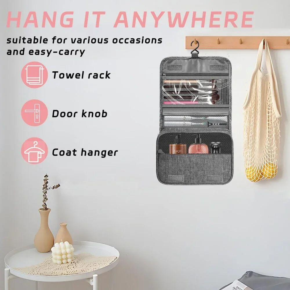 Travel Bag Toiletry Bag w Hanging Hook Waterproof Shower Bathroom Shaving‎ etc