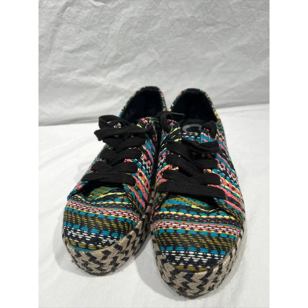 Sam Edelman Circus Colorful Woven BRANDON Stripe Platform Shoes Sz 6M Y2K‎