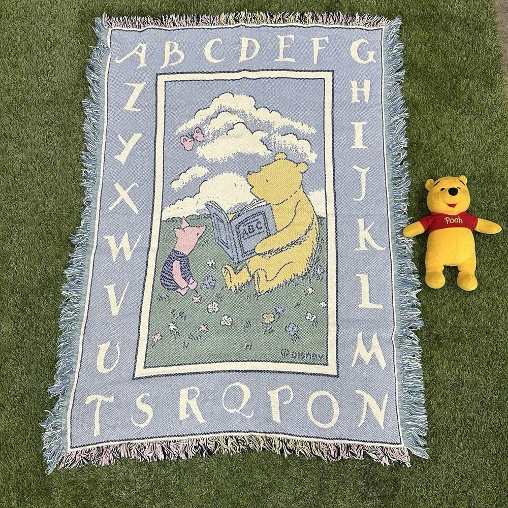 Winnie the Pooh alpahabet POOH jacquard baby blanket 36x48 With Pooh‎ Plush