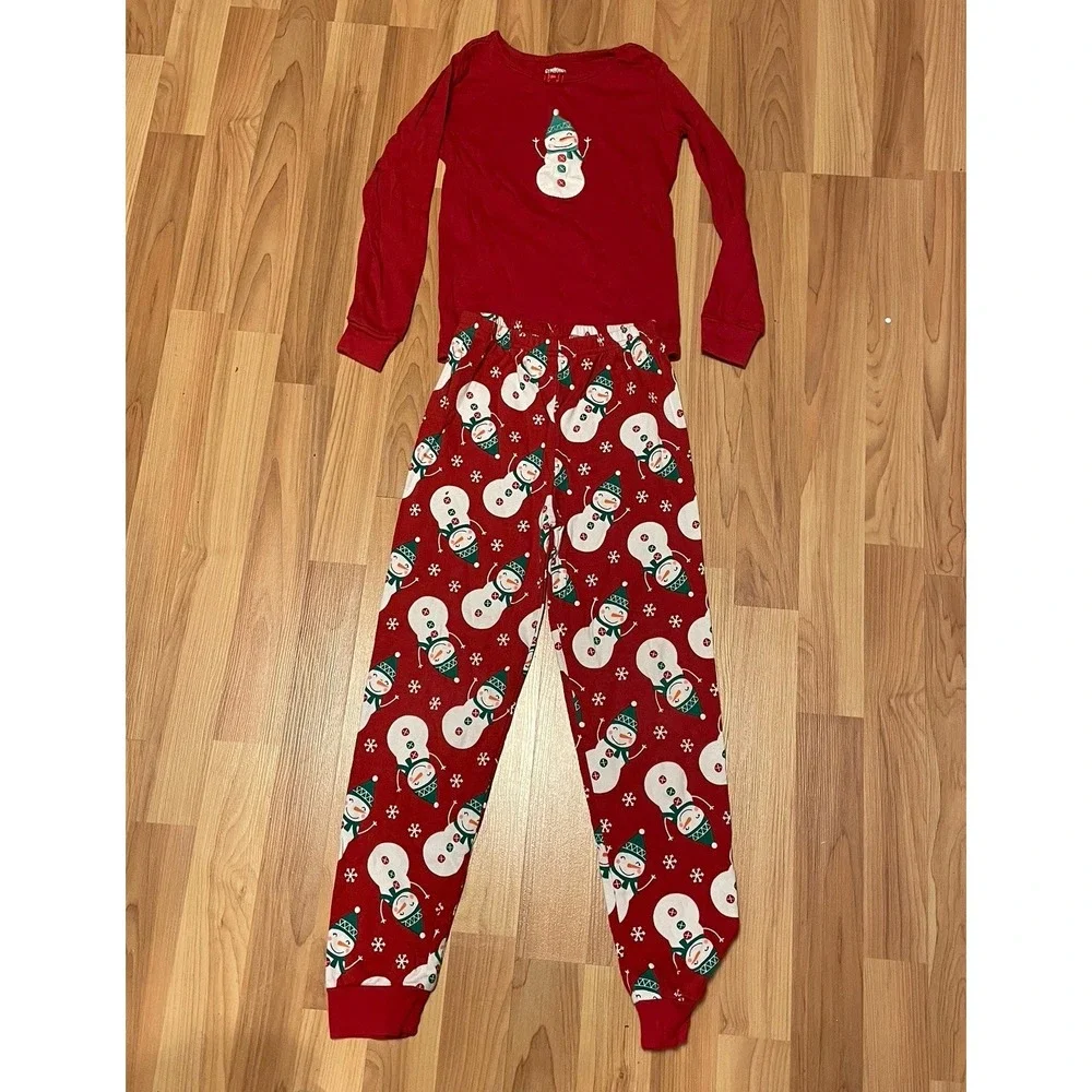 Gymborees Snowman Theme 2 Pc.‎ Pajama Set Size 7 Holiday Pjs Christmas