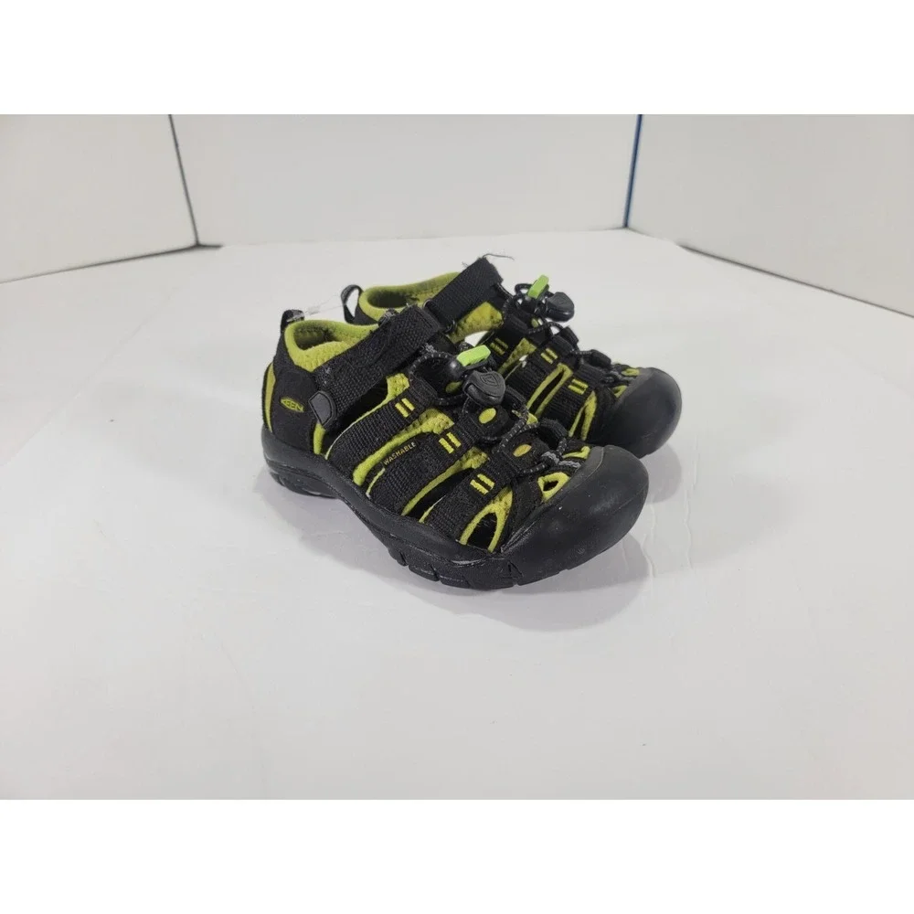 Keen Newport‎ H2 Sandals Toe Protection Black Green Size 11C Youth Kids Boys