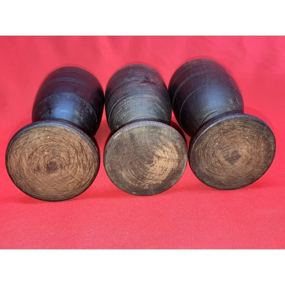 3 - Hand Turned Walnut Wood Goblets 6
