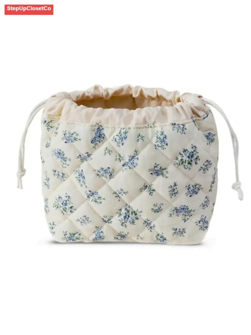 HAPPYHEIDI Large Makeup Bag Set 2 Travel Cosmetic Pouch Beige Florals with