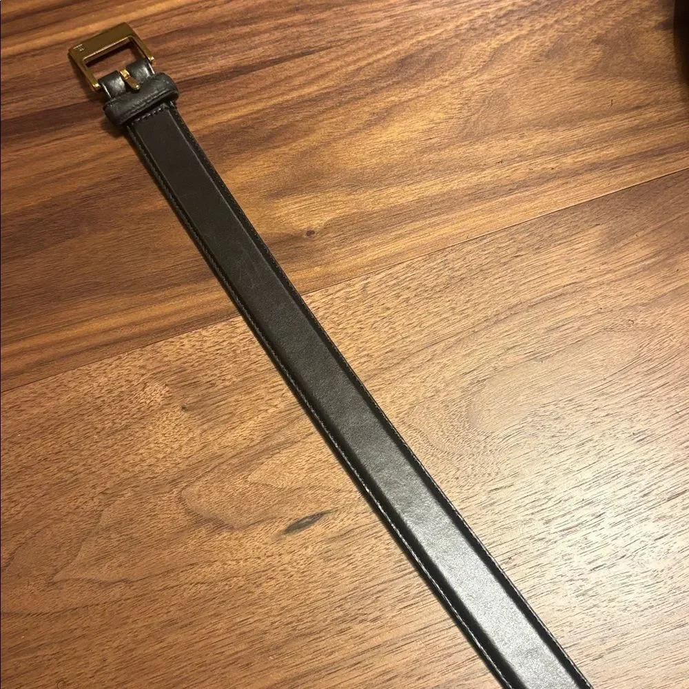 Lauren Ralph Lauren Black Leather Belt with Gold Buckle - 3X