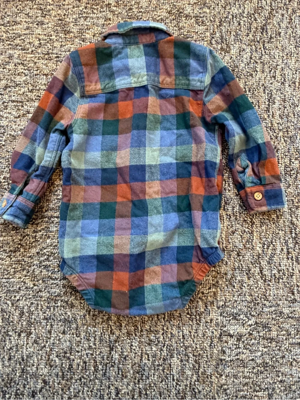 OshKosh Baby B'gosh Plaid One-Piece Bodysuit in Blue, Green, Rust Size 18 Months