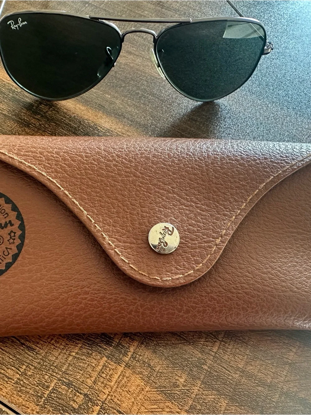 Ray-Ban kids  Black Lens Silver Frame Aviator Sunglasses with Brown Case