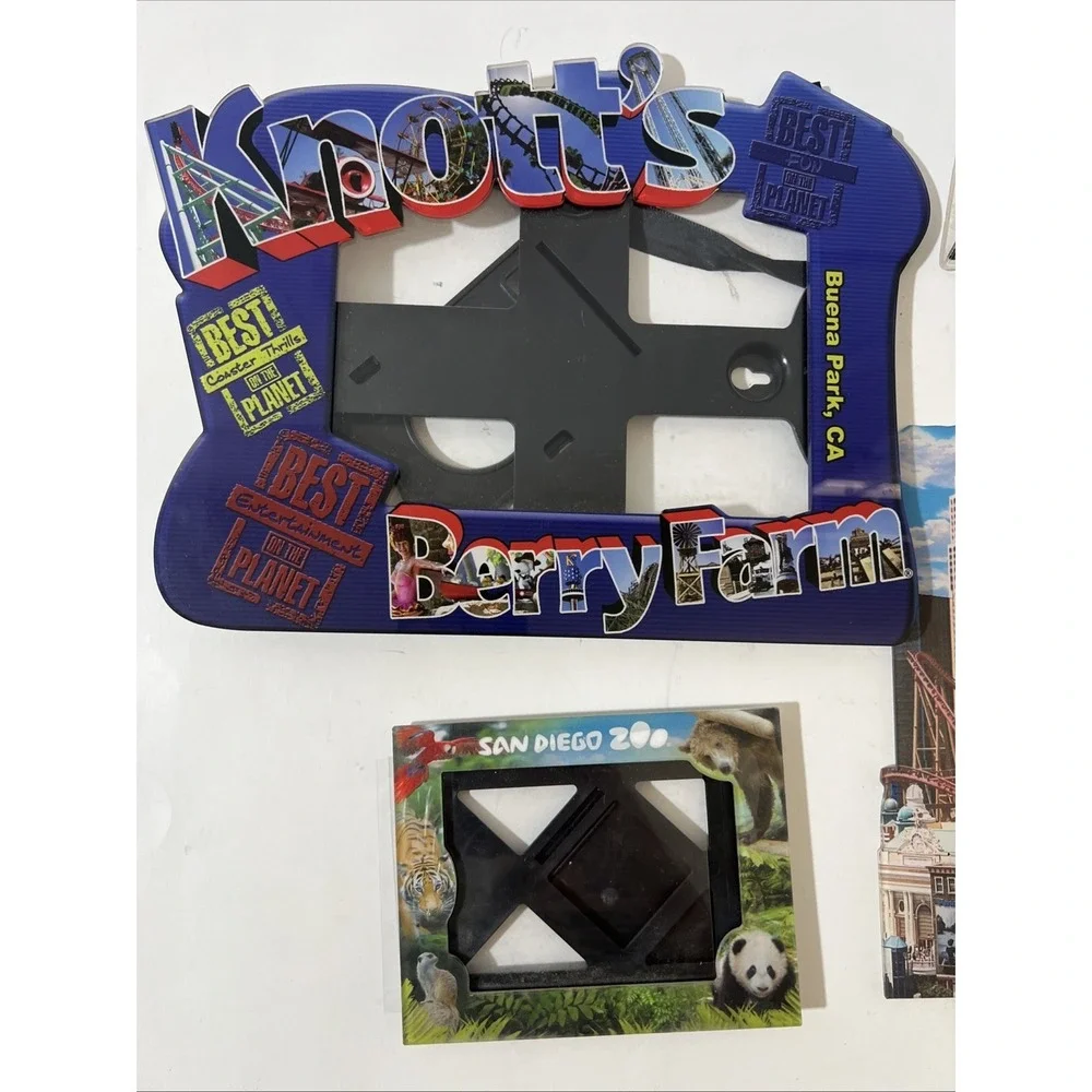 Lot Of 4‎ Plastic Ornate Travel Frames Knott's, San Francisco,San Diego Zoo, NY