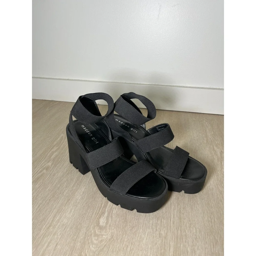 Madden Girl Y2K Chunky‎ Platform Heels Womens Black 8.5 Prom Wedding Guest