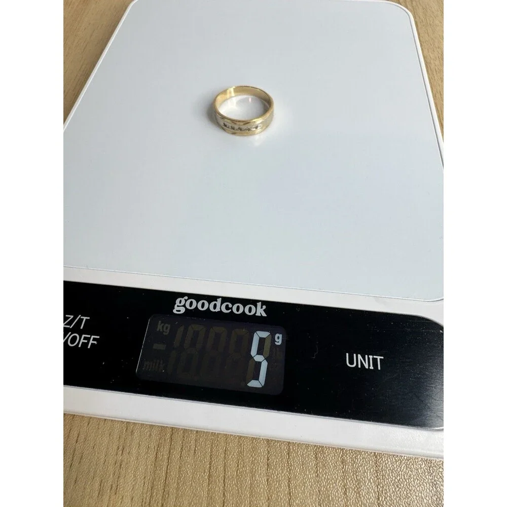 14K Gold Diamond Etched Vintage Wedding Band Sz 10.5 5 Grams Two Tone