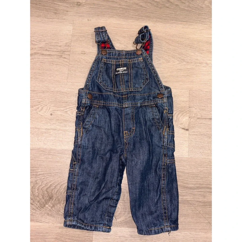 OskKosh‎ flannel lined Overalls Baby Boys or Girls Unisex 6 months