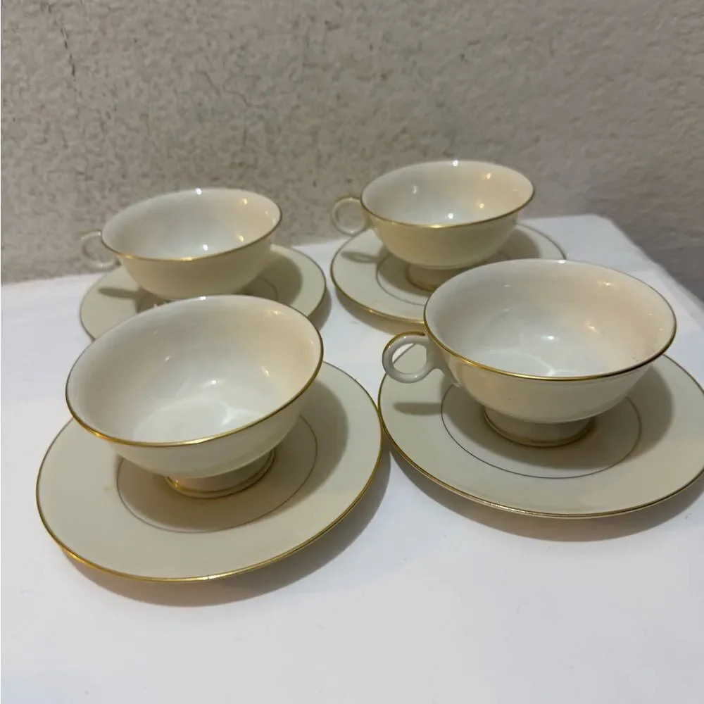 Set of 4 Theodore Havilland Gramercy Tea Cup & Saucer
