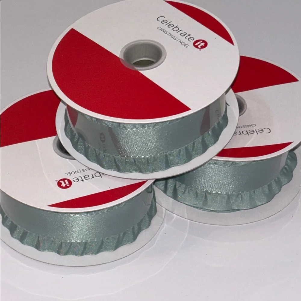 Satin Ruffled Edge Ribbon Sage Green 1 1/2”X30 ft