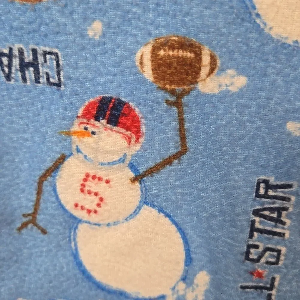 Boys Flannel Pajama Bottoms Sporty Snowman Football Hockey Player Winter PJ Pant