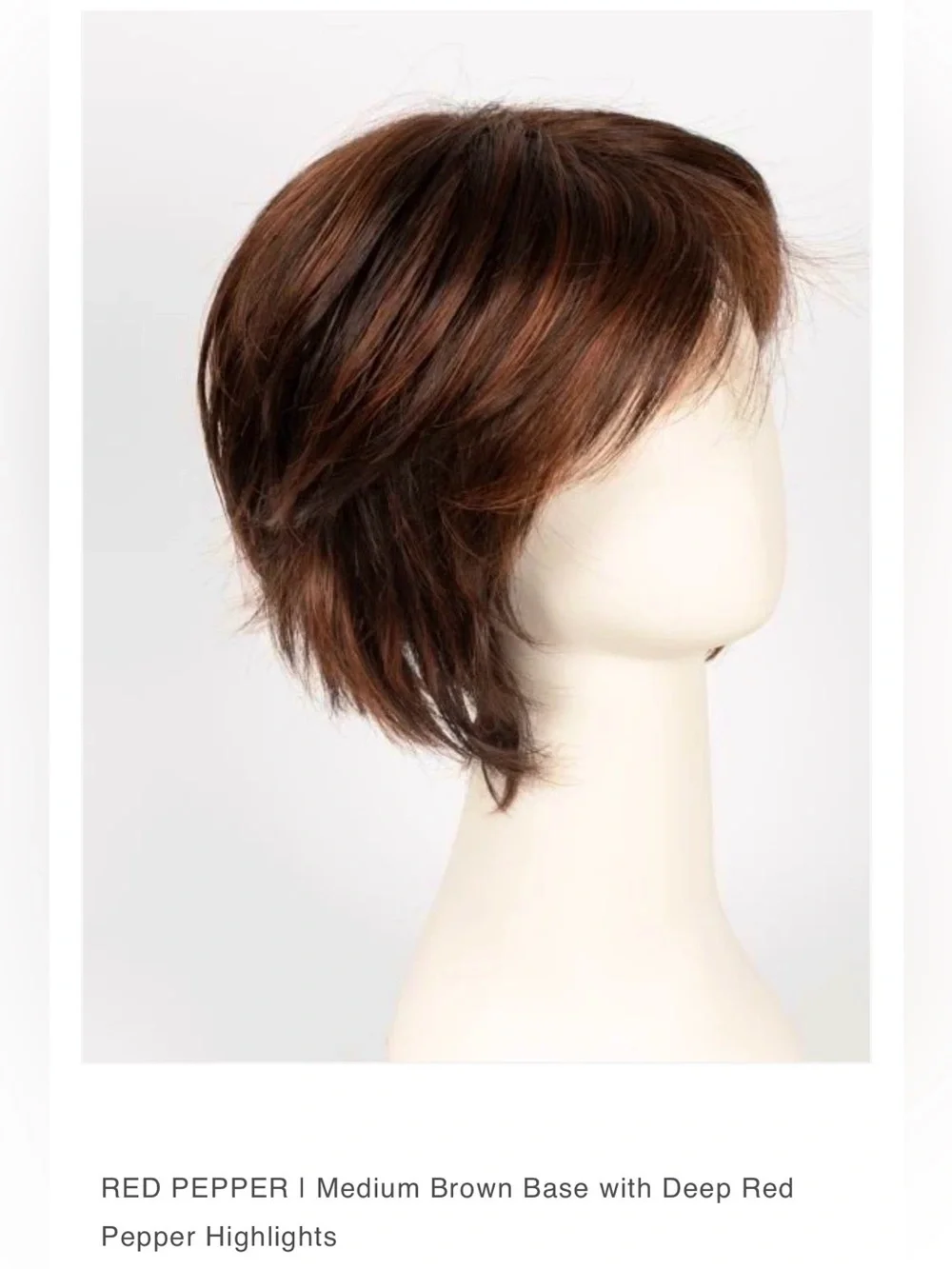 NORIKO Red Pepper Short Layered Wig — Medium Brown with Deep Red Highlights