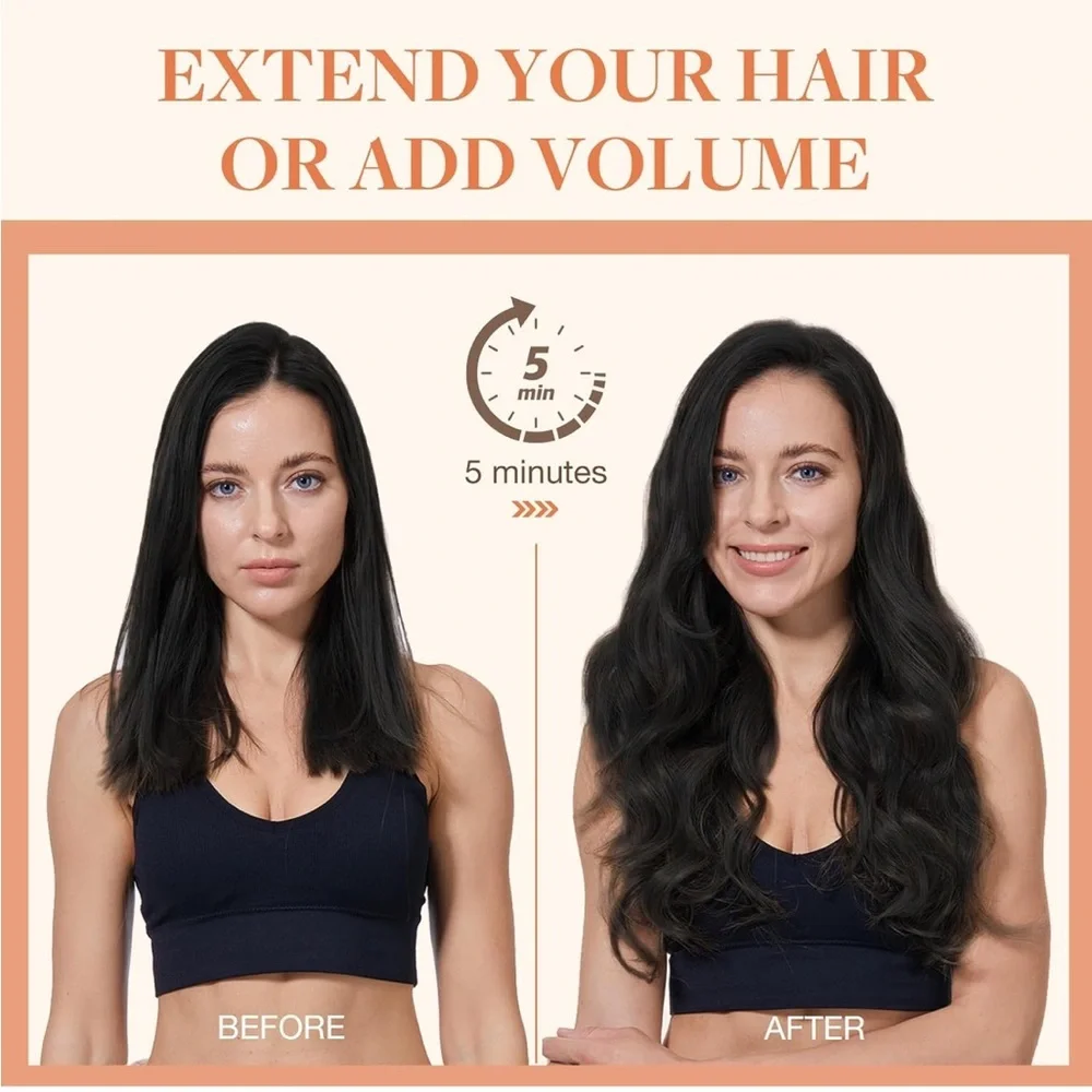 Goo Goo Black Remy Human Hair Seamless 18 Inch Clip In Hair Extensions