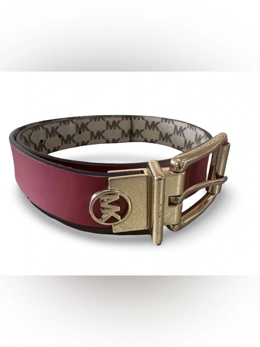 Michael Kors reversible leather belt with an MK monogram buckle S